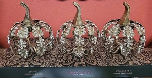 Christian Siriano Set Of 3 Embellished Pumpkins New Rhinestones - Picture 1 of 3