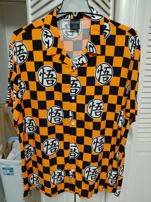 Dragon Ball Z Super Camisa Para Hombre XL Negra Naranja AOP Hawaiana Abotonada NUEVA Foto 1 de 3