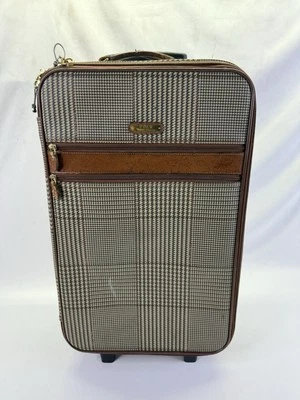 Equipaje de mano vintage Polo Ralph Lauren con adornos de cuero marrón a cuadros 22" Foto 1 de 4