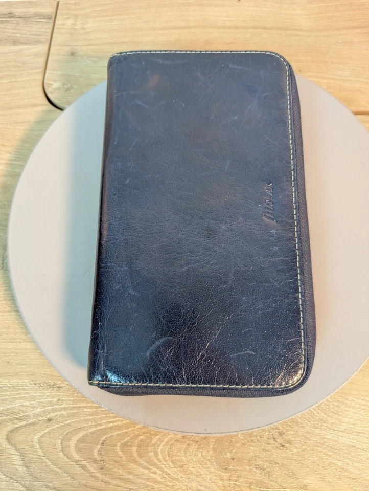 Filofax Malden Zip Personal Compact Organiser Binder Wallet Planner Navy Blue - Image 1 of 4