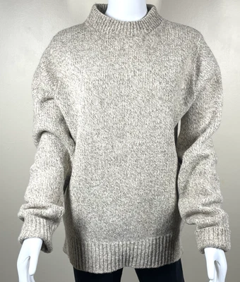 ВИНТАЖНЫЙ L.L. BEAN ворота бежевый овсянка шерсти свитер коренастый мужской большой США - Изображение 1 из 4