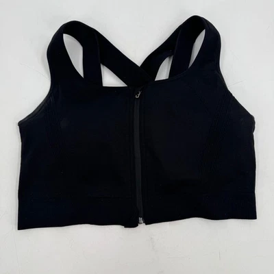 Avia XXXL Black Front Zip Cross Back Medium Impact Sports Bra Womens - Image 1 of 4