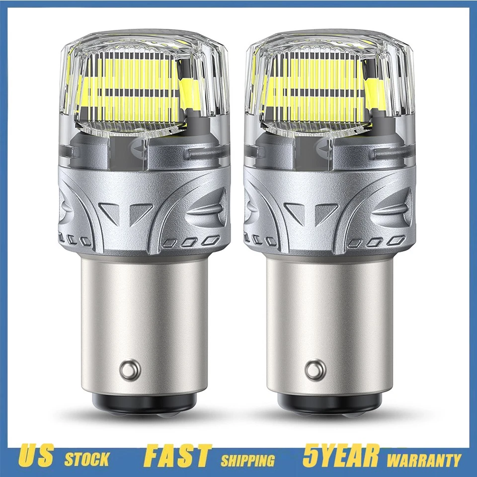 AUTOONE 1157 LED White Tail Brake Stop Reverse Parking Turn Signal Light Bulbs - Image 1 of 4