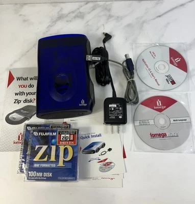 Внешний дисковод IOMEGA Zip 100 Z100USBS с диском + USB-кабель *протестирован/работает* - Изображение 1 из 4