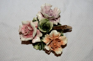 1950S VISCONTE MOLLICA CAPODIMONTE LARGE FLOWER CANDLE HOLDER LABELS ITALY VGC - Picture 1 of 11