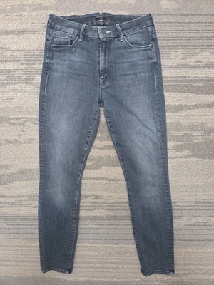 Mother 高腰 Looker 裁剪牛仔裤 26 码 26x25.5 褪色黑色 All I Want — 第 1/4 张图片