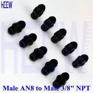 Male AN8 8AN 8-AN to 3/8'' NPT STRAIGHT Fuel flare Pipe fitting Adaptor Black - Bild 1 von 4