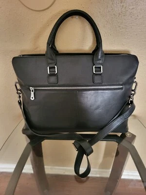 Women's Black Satchel & Crossbody Laptop Leather  Large Bag.cond Is V.Gd.  - Image 1 of 4