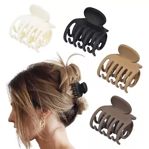 Double Row Teeth Hair Clips Small Claw Clips for Thin Hair 4 Pack 1.6" Medium... - Picture 1 of 8