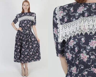 Vestido Floral de Colección Años 80 Art Deco Jessica McClintock Jardín Gunne Sax Vestido de Té 9 Foto 1 de 4