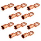 10 X Copper Non-Insulated 2 Or 1 Wire Gauge 3/8" Ring Terminals