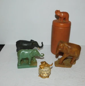 LOTTO FIGURINE ELEFANTE ZOO ZOO IN LEGNO INTAGLIATO E LOWRY PARK PULITE - Foto 1 di 15