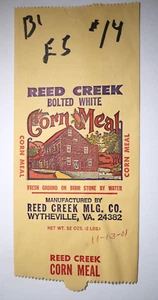 Vintage Paper Sack Bag - REED CREEK MLG CO, WYTHEVILLE VIRGINIA, CORN MEAL 2001 - Picture 1 of 1
