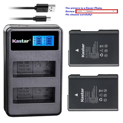 Kastar ENEL14 para Nikon EN-EL14 EN-EL14a MH-24 y D5200 D5300 D5500 Df D5600 DSLR Foto 1 de 4