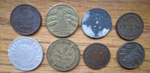 German Coin Various Lot of 8 Coins, Rentenpfennig, Pfennig, 1897 Deutsches Reich - Picture 1 of 4