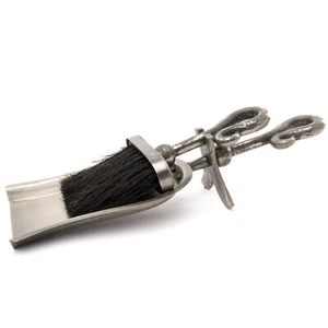 Antique Pewter Crook Handled Hearth Tidy Antique silver Metal Fireside Accessori - Picture 1 of 2