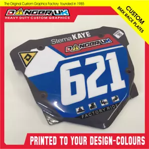 BMX RACE PLATE Complete hook and Loop fitting Pro Custom printed Name Number - Picture 1 of 4