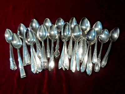 Lote de 100 cucharaditas con mango floral plateado grado A 50 pares Foto 1 de 4