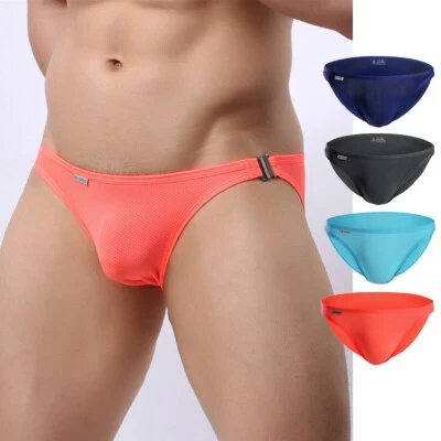 Mens Sexy Underwear Low Rise Boxer Briefs Bikini Pouch Side Metal Buckle Panties - Image 1 of 4