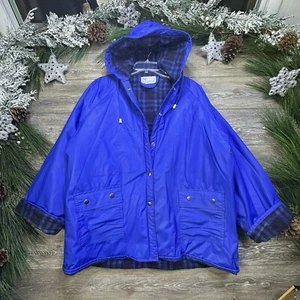 Vintage Men's Rain Coat Size Extra Large XL Flannel Lined waterproof jacket Blue - Picture 1 of 11