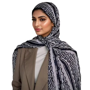 Chiffon Keffiyeh Hijab for Women Fashion Striped Islamic Muslim Hijab Long Sc... - Picture 1 of 6
