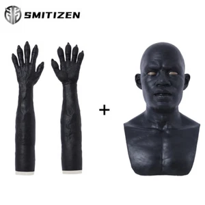 Máscara de cabeza realista de silicona negra SMITIZEN + guantes de mano monstruo para el amor gay de cachorro - Imagen 1 de 15