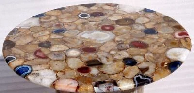 18'' marble table top dining coffee center inlay agate decor home antique - Image 1 of 4