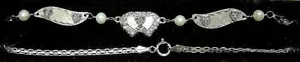 New 14K White Gold/5 DIA Hearts w/Dias. 10" Anklet-Free Engraving - Picture 1 of 2