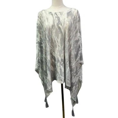 J. Jill Linen Artsy Open Side Poncho One Size Coastal Grandma Beachy Lightweight - Image 1 of 4