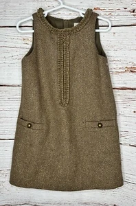 NEW Lands' End Kids Girls Size 4 Brown w Gold Sparkle Tweed Shift Dress - Picture 1 of 4