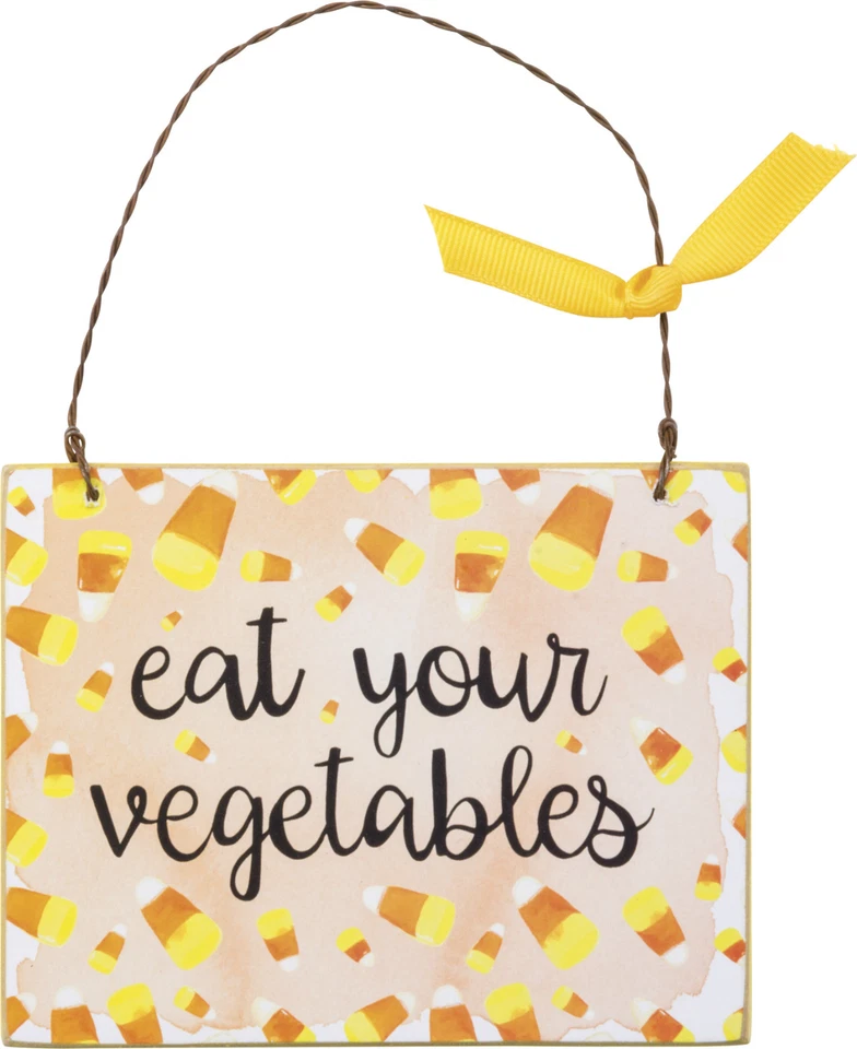 PBK Halloween Decor - Ornament Sign Candy Corn Eat Your Vegetables #33229 - Image 1 of 1