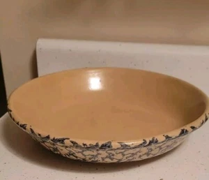 ROSEVILLE POTTERY BLUE SPONGE WARE SERVING BOWL PASTA - Picture 1 of 5