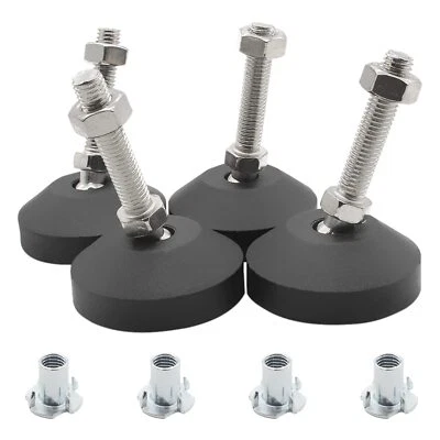 4 Pcs M10 Leveling Feet with T-Nut, Anti Skid Threaded Rubber Feet, Adjustable S - Image 1 of 4