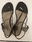 Shubar Brown Leather Strap Thong Sandal Women?S Flat Sling Buckle Shoes Size 40
