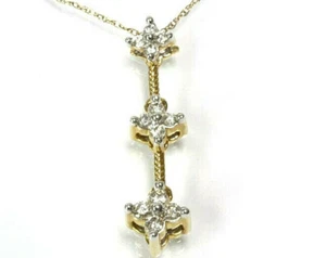 0.25 ctw Natural Diamond 14k Yellow Gold Graduated Cluster Journey Necklace - Picture 1 of 2