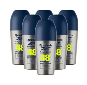 Reebok Deodorante Roll-on Uomo Massima Protezione 48H Contro il Sudore 50ml Confezione da 6 - Foto 1 di 6