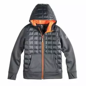 Boys Jacket ZeroXposur Hooded Hybrid Puffer Weather Resistant Gray Coat-sz 14/16 - Picture 1 of 6