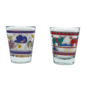 x2 Texas Southwest Design Shot Glasses Cowboy Boots Steers Aramdillo - Picture 1 of 7