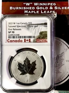 2021 W Canada 1 oz Silver Maple Leaf Tailored Specimen $5 NGC SP70 FR & COA - Picture 1 of 3