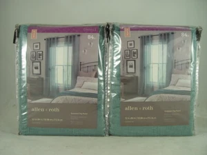 Allen Roth 2pc Palma II 84-in Teal Polyester Semi-sheer Single Curtain Panel - Picture 1 of 4