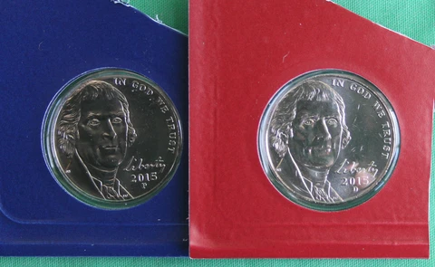 2015 P and D Jefferson Nickels 2 Coin BU Cellos from US Mint Set Five Cent Coins Cover