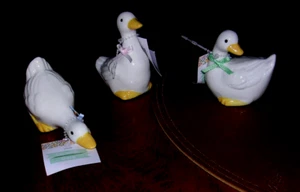 Target Bullseye 3pc Small Easter Duck Set Spring Ceramic with Bows NEW Mini - Picture 1 of 1