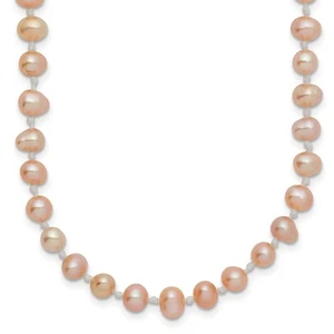 14K Yellow Gold 4-5mm Pink Near-Round Freshwater Cultured Pearl Necklace 20" - Picture 1 of 4