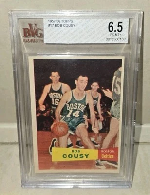 Tarjeta de baloncesto Bob Cousy 1957 Topps #17 en muy buen estado grado 6,5 EX MT+ Foto 1 de 4