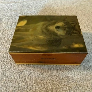 Scatola in legno di lupo vintage Minnesota marrone - Foto 1 di 12
