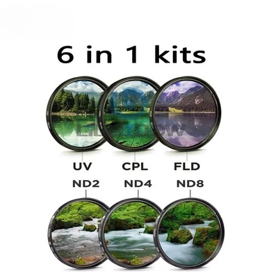 Camera Lens Filter 6 in 1 Kits 49mm 52 55 58 62 67 72 77 82mm for Camera Lens - Image 1 of 4