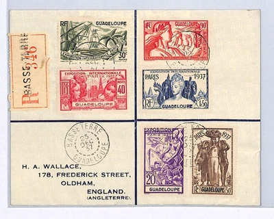 GUADELOUPE France Cols Cover 1937 *INTERNATIONAL EXHIBITION* Paris Set WX268 - Image 1 of 4