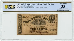 CR-147 10c 1863 Raleigh NC The State Of North Carolina Ch VF 35 PCGS 950414-6 - Picture 1 of 3