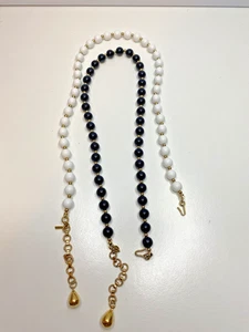 Whimsigoth two Monet Gold Tone white and Black plastic Bead Chokers necklace - Picture 1 of 6