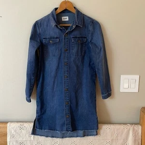 HUDSON Denim Snap Front Frayed Button-Down Shirtdress Size Girls XL - Picture 1 of 7